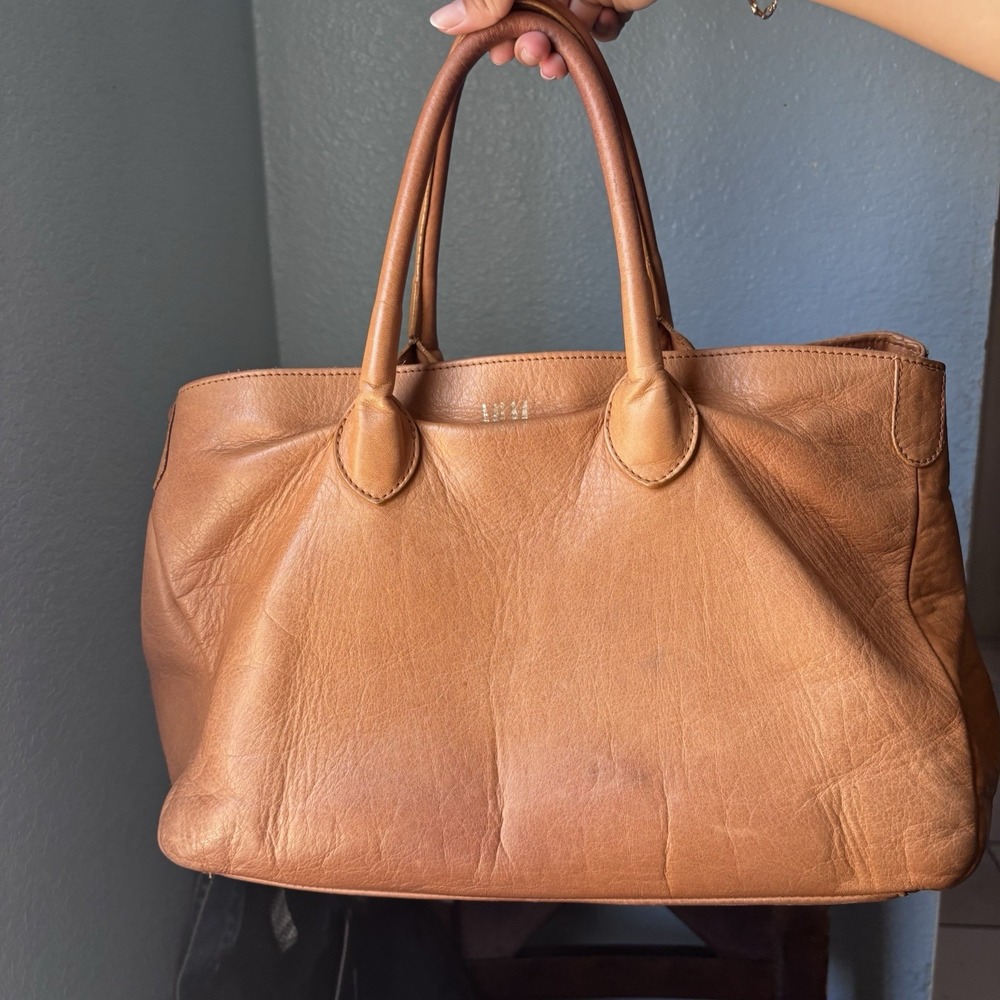 Mark & Graham Tan Brown Leather Elisabetta Slouch Leather Tote Bag Made in Italy